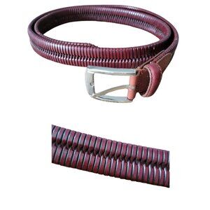 Status 12201 Center Stitch Braided/Woven Belt Leather Belt Single Prong Buckle